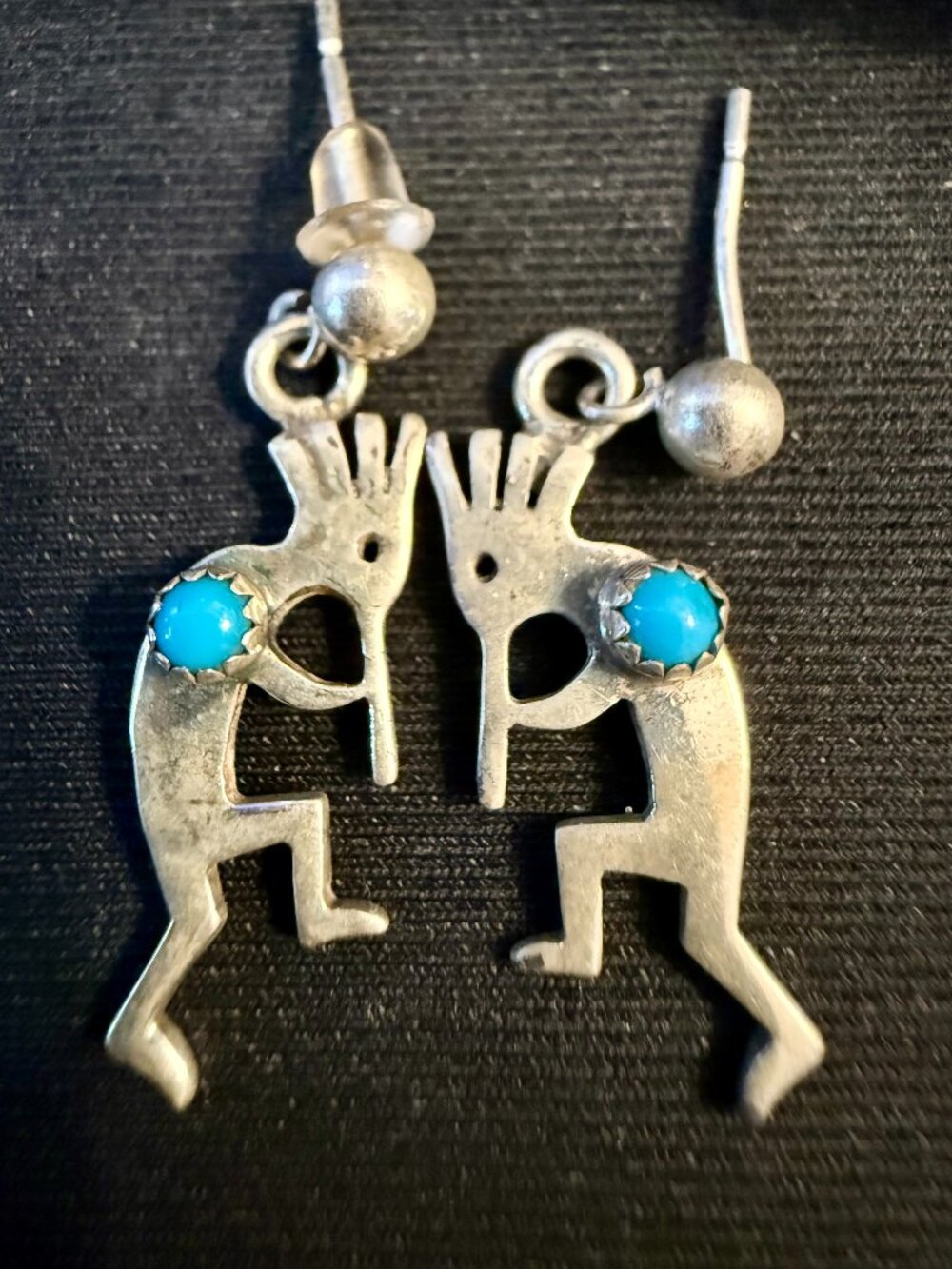Kokopelli w Turquoise Stone Earring
